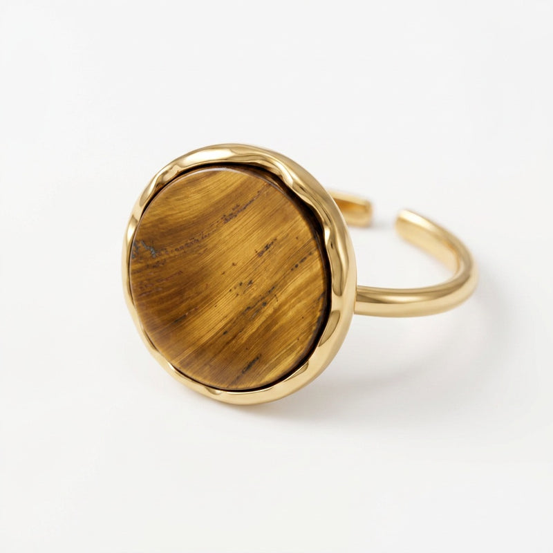 Tiger eye ring "Jupiter" adjustable
