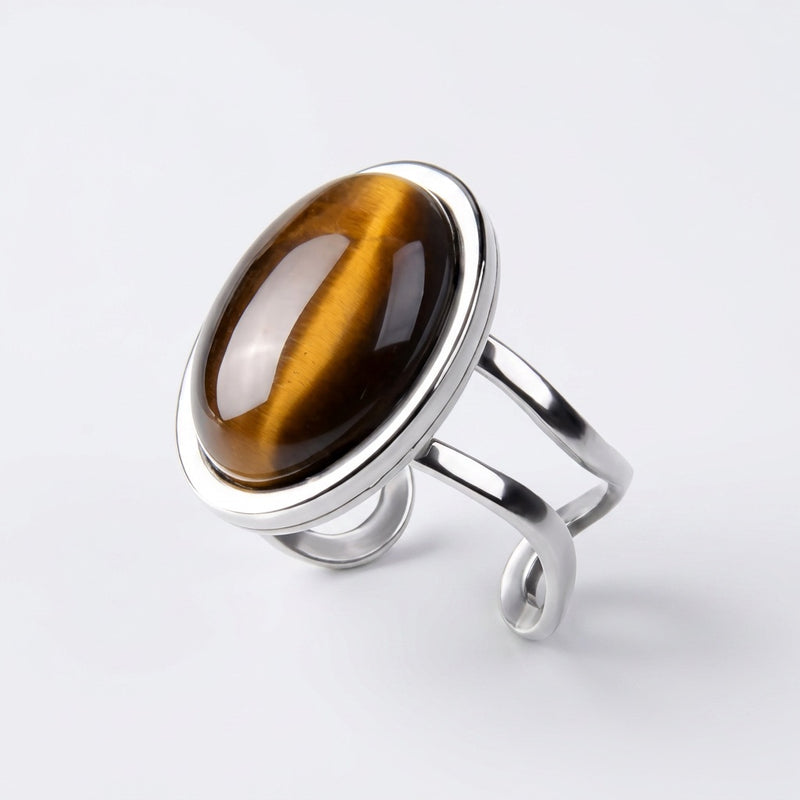 Tiger Eye Stone Adjustable Ring "Solar Drift"