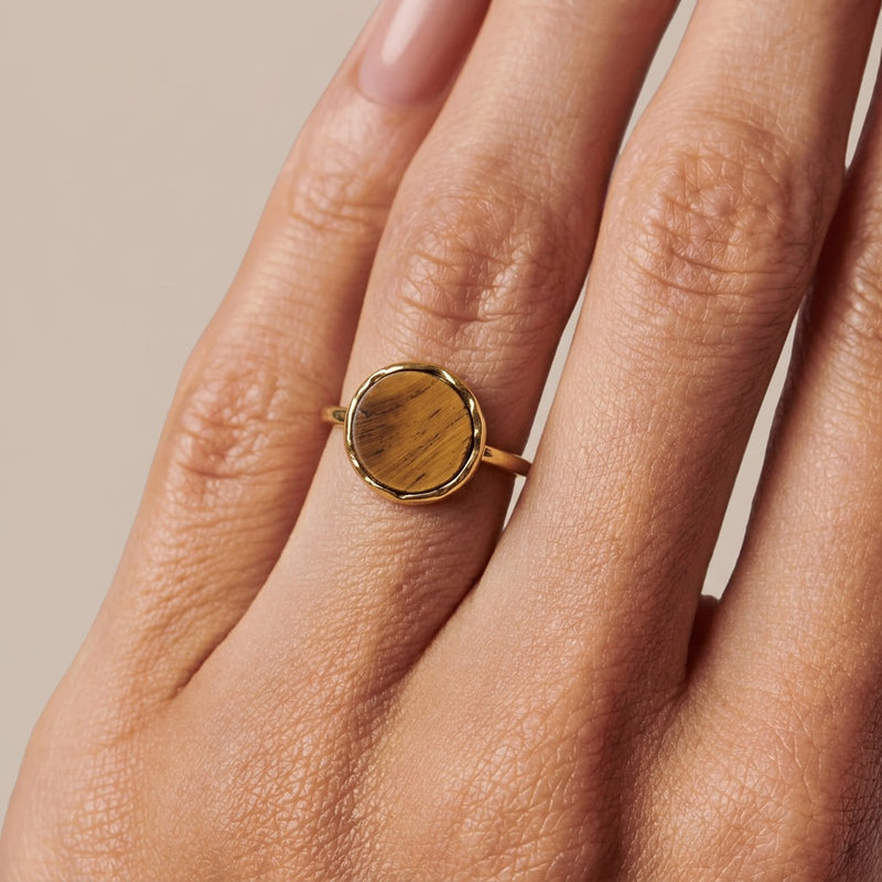 Tiger eye ring "Jupiter" adjustable