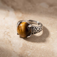 Tiger Eye Stone Adjustable Ring "Solar Vanta"