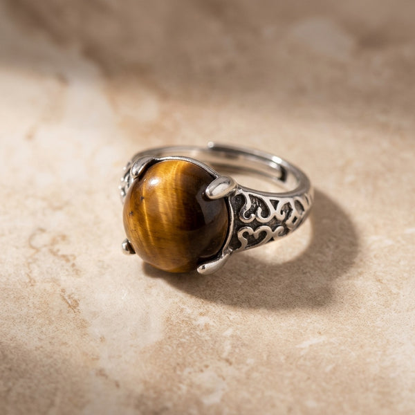 Tiger Eye Stone Adjustable Ring "Solar Vanta"