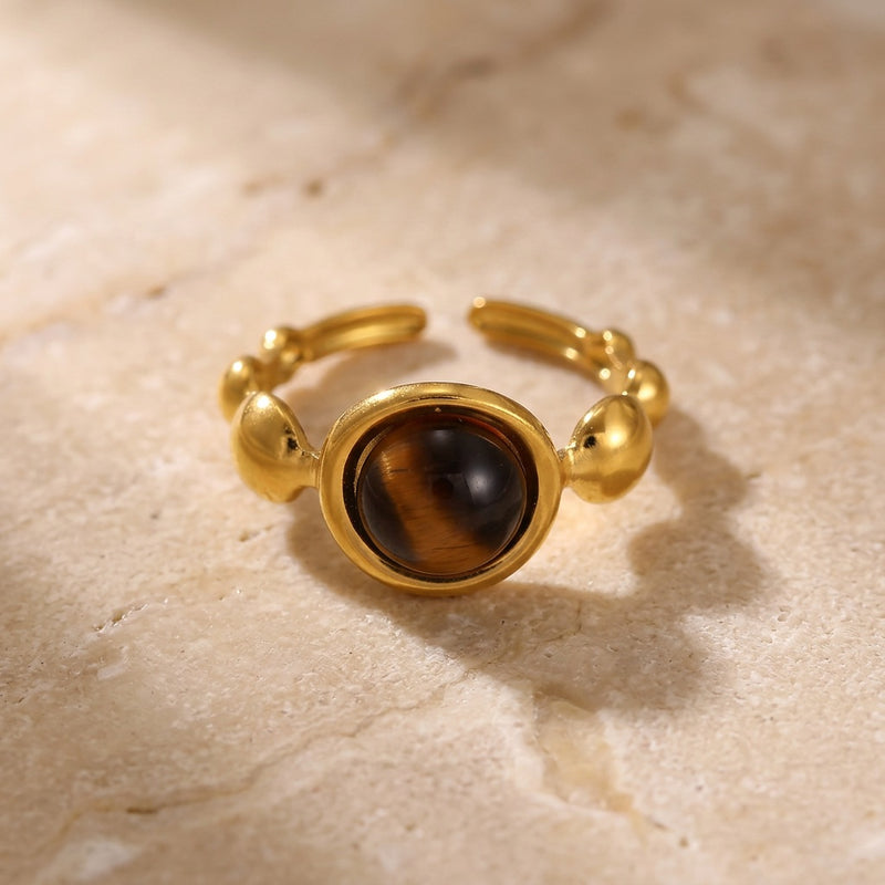 Tiger eye stone ring "Antic"