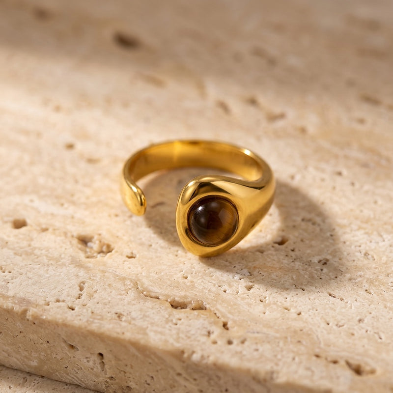 Tiger's eye ring "Dune"