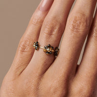 Tiger Eye Ring Adjustable "Flower"
