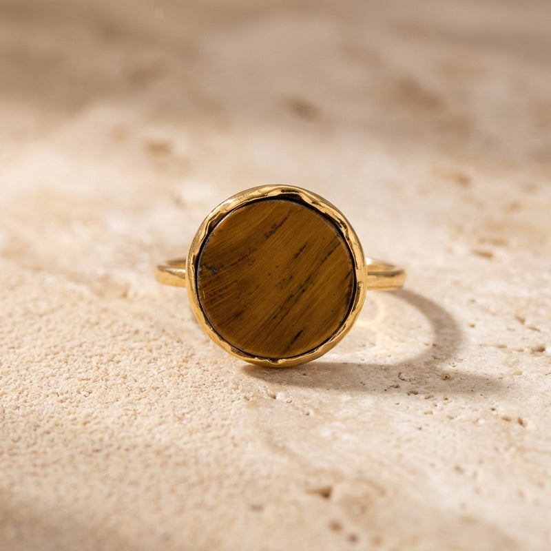 Tiger eye ring "Jupiter" adjustable
