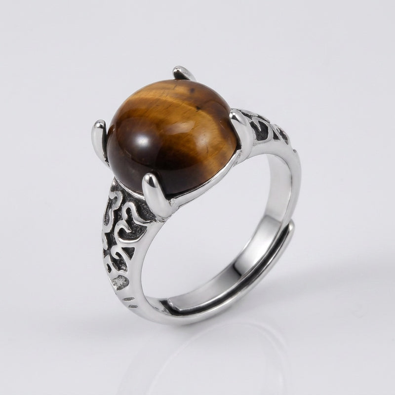 Tiger Eye Stone Adjustable Ring "Solar Vanta"