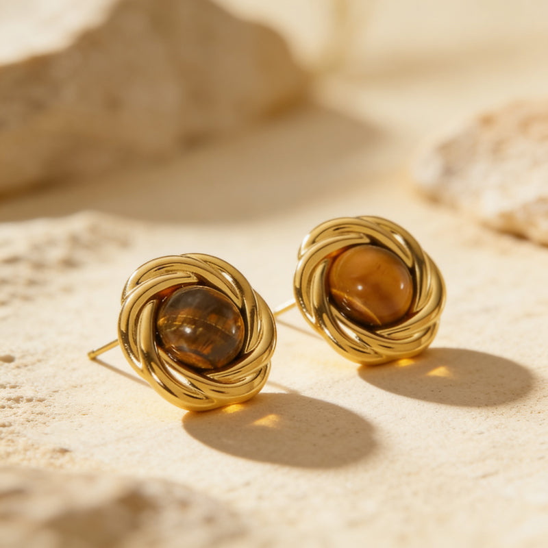 Tiger Eye Stone Earrings "Taleya"
