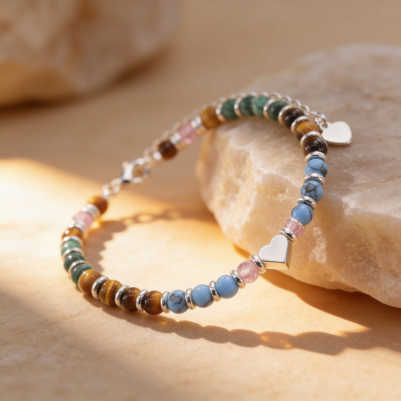 Tiger Eye Turquoise & Malachite Stone Bracelet “Soul Horizon”
