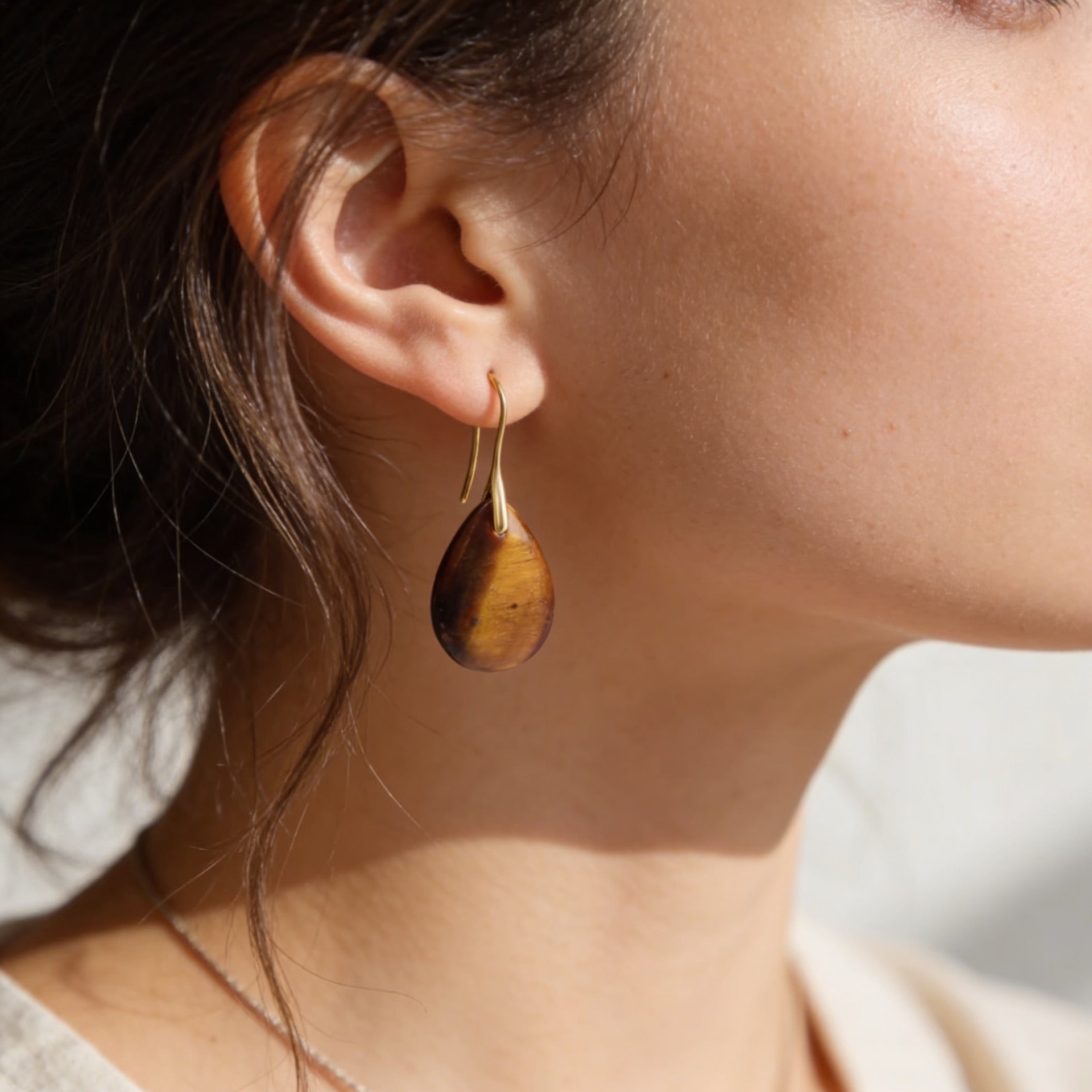Tiger Eye Teardrop Earrings “Golden Rift”