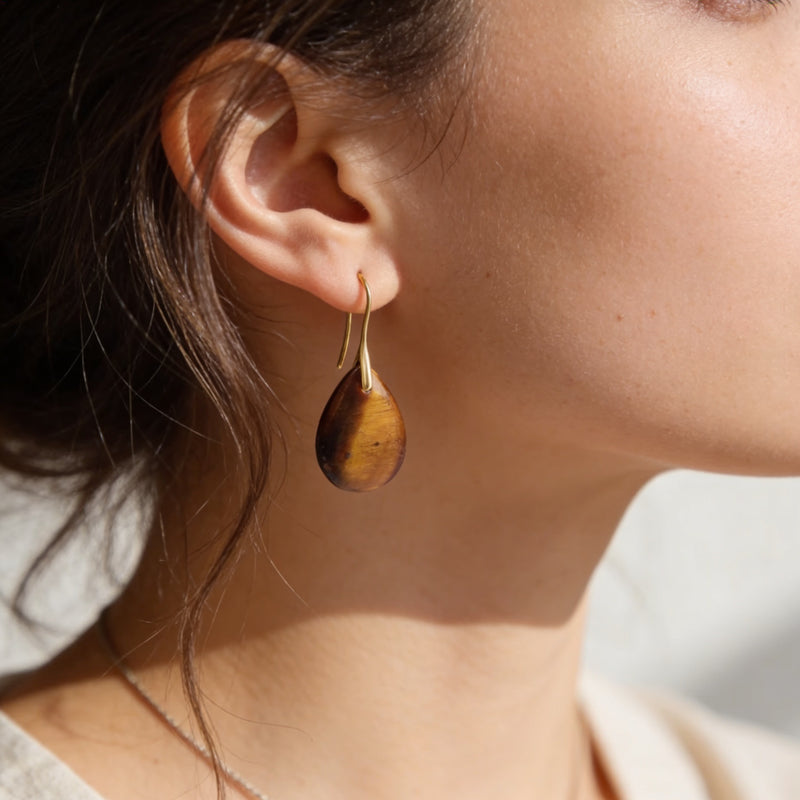 Tiger Eye Teardrop Earrings “Golden Rift”