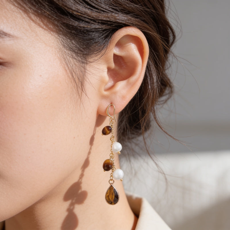 Tiger Eye Stone Earrings “Mirelya”