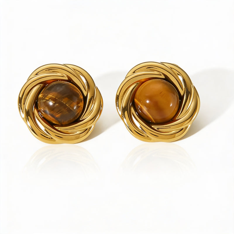Tiger Eye Stone Earrings "Taleya"