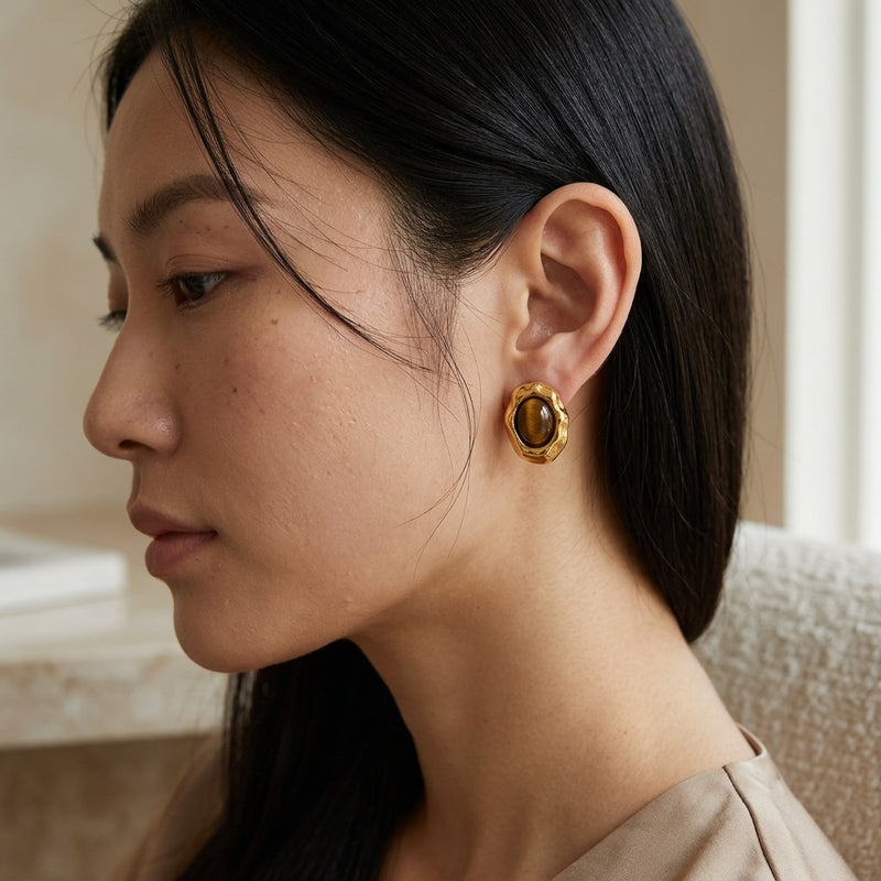 Tiger Eye Stone Earrings "Veyra"