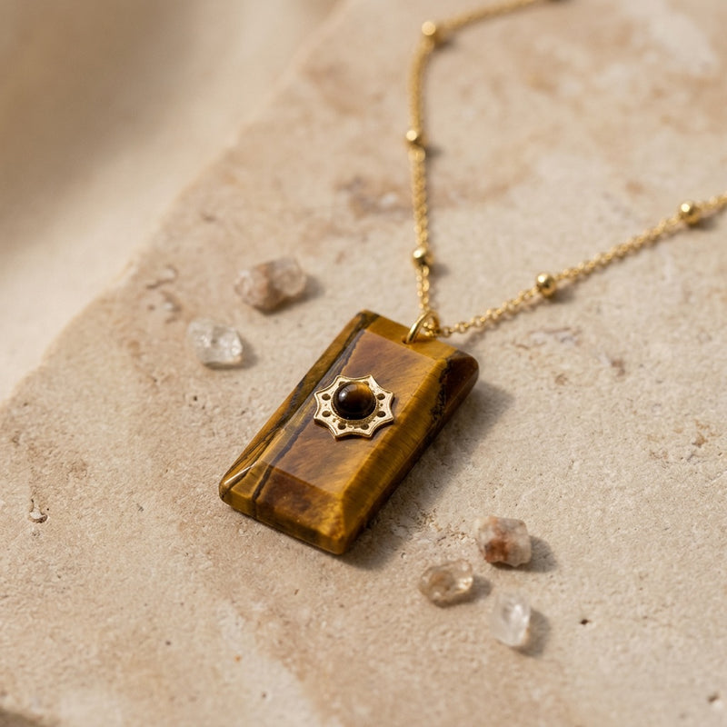 Tiger Eye Stone Necklace "Mobli"