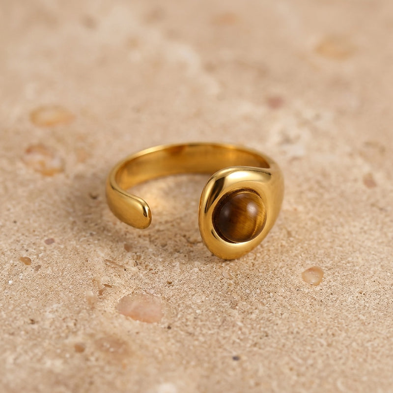 Tiger's eye ring "Dune"