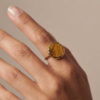 Tiger eye ring "Jupiter" adjustable