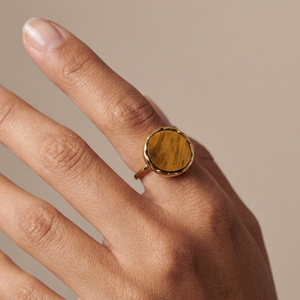 Tiger eye ring "Jupiter" adjustable