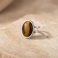 Tiger Eye Stone Adjustable Ring "Solar Drift"