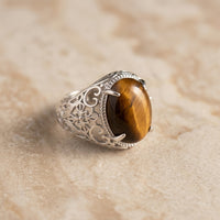 Tiger Eye Stone Ring "Solaris Drift"