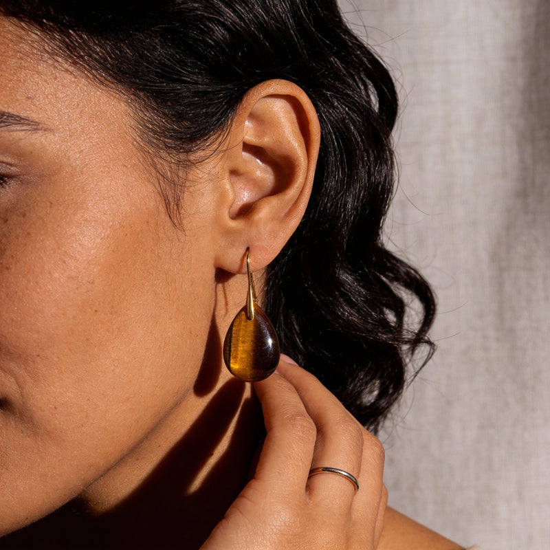 Tiger Eye Teardrop Earrings “Golden Rift”