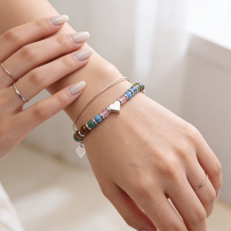 Tiger Eye Turquoise & Malachite Stone Bracelet “Soul Horizon”