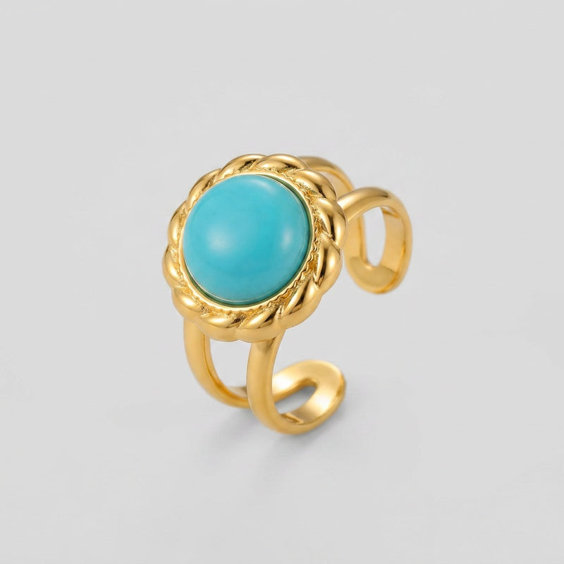 Turquoise Stone Ring “Golden Oasis”