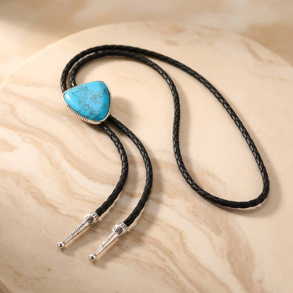 Turquoise Bolo Tie Necklace Western 