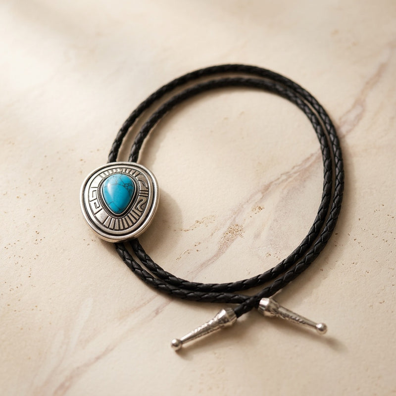 Turquoise Bolo Tie Necklace Western "Cowboy"