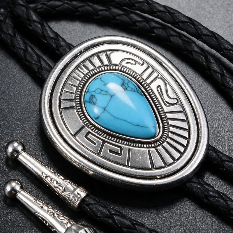 Turquoise Bolo Tie Necklace Western "Cowboy"