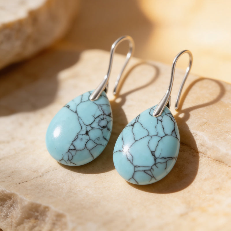 Turquoise Stone Earrings “Celestara Drift”