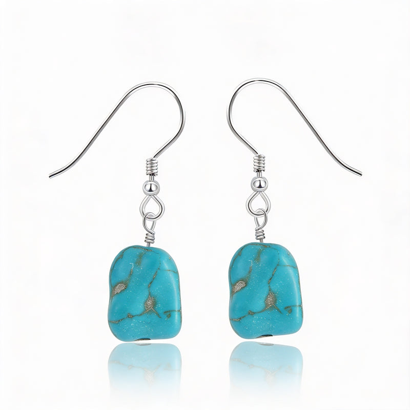 Turquoise Stone Earrings " Blue Galet"