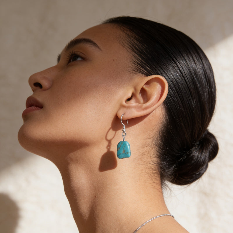 Turquoise Stone Earrings " Blue Galet"