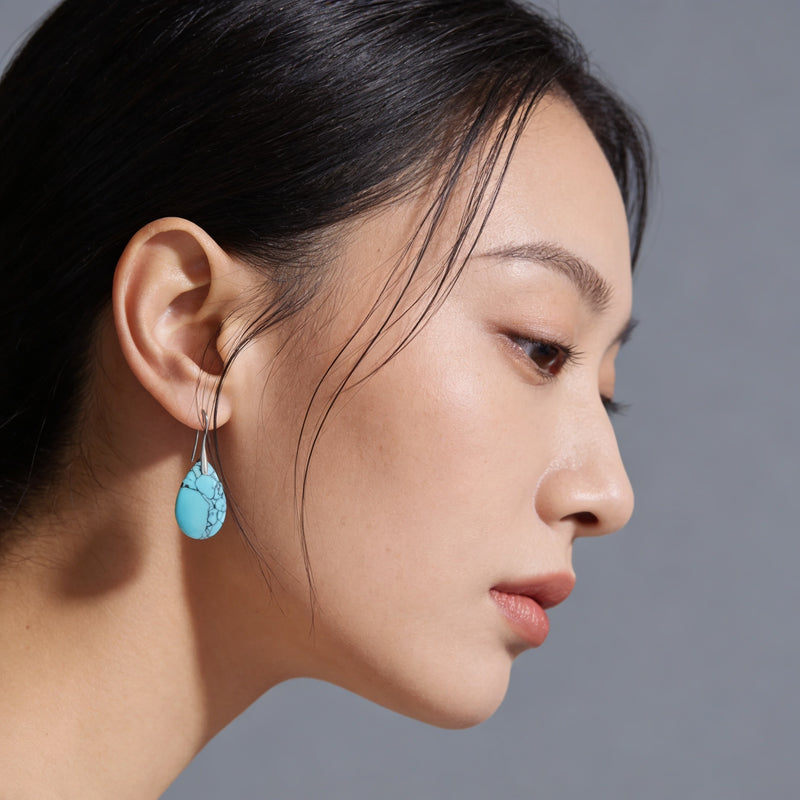 Turquoise Stone Earrings “Celestara Drift”