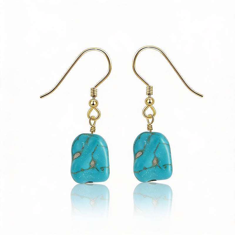 Turquoise Stone Earrings " Blue Galet"