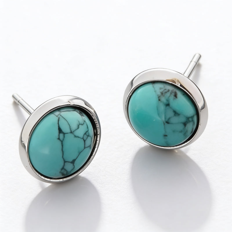 Turquoise Stone Stud Earrings "Orbita"