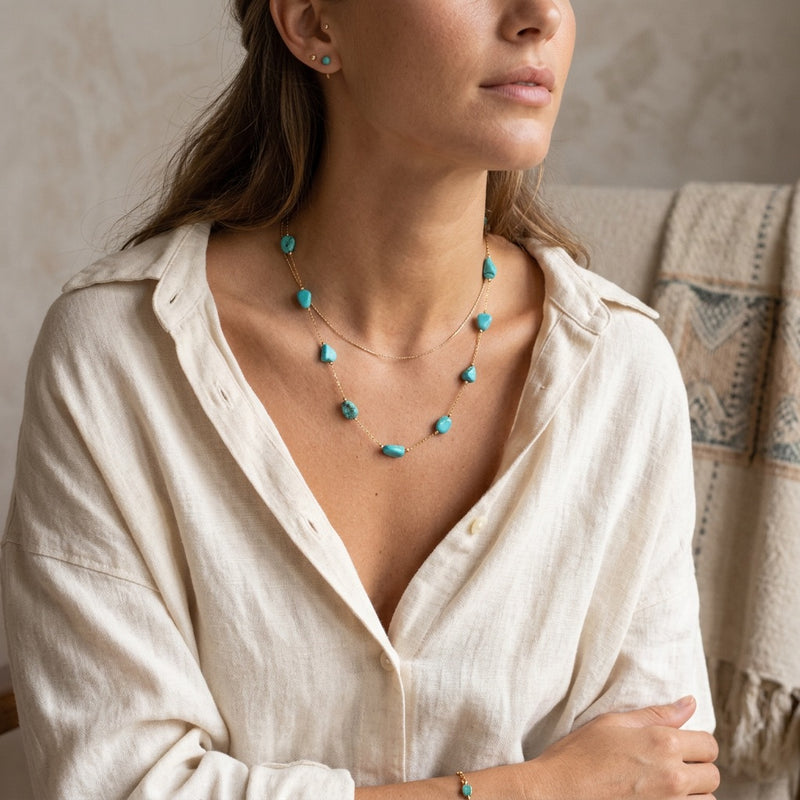 Turquoise Stone Necklace "Solenya"