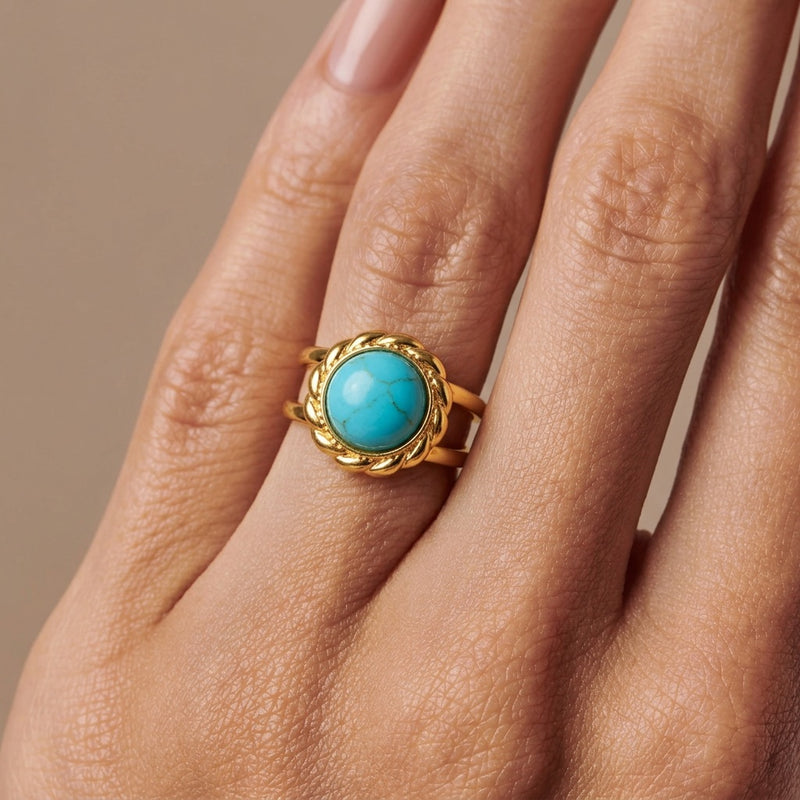 Turquoise Stone Ring “Golden Oasis”