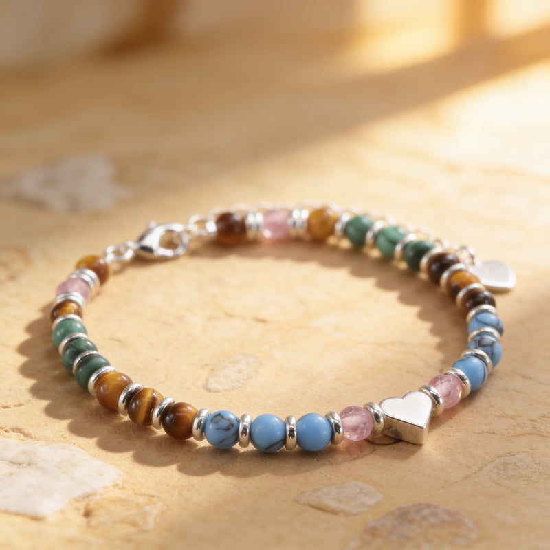 Tiger Eye Turquoise & Malachite Stone Bracelet “Soul Horizon”