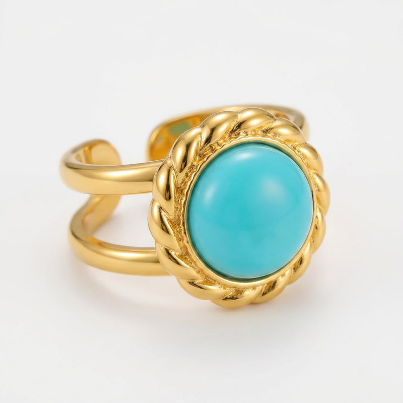 Turquoise Stone Ring “Golden Oasis”