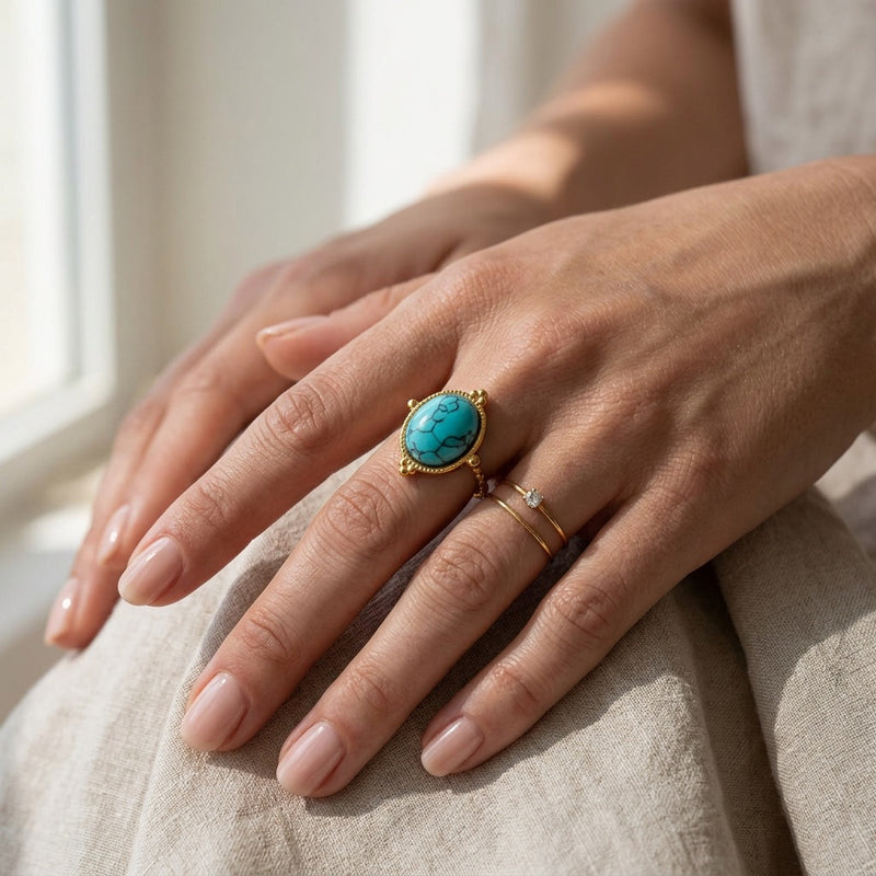 Turquoise Stone Ring "Evora"