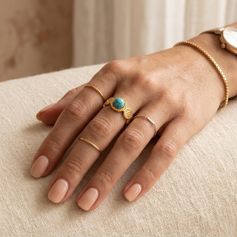 Turquoise Stone Ring "Azoria"