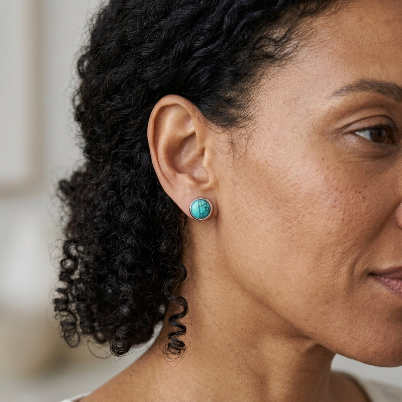 Turquoise Stone Stud Earrings "Orbita"