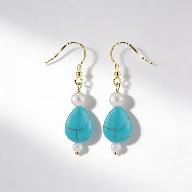 Turquoise Stone Earrings "Mega Galet"