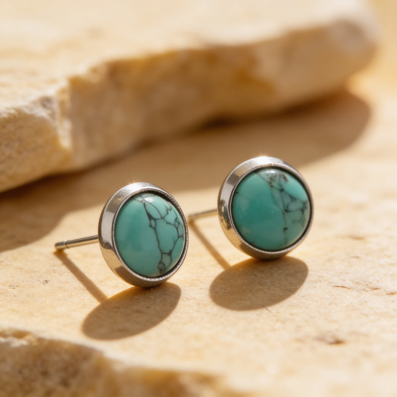 Turquoise Stone Stud Earrings "Orbita"