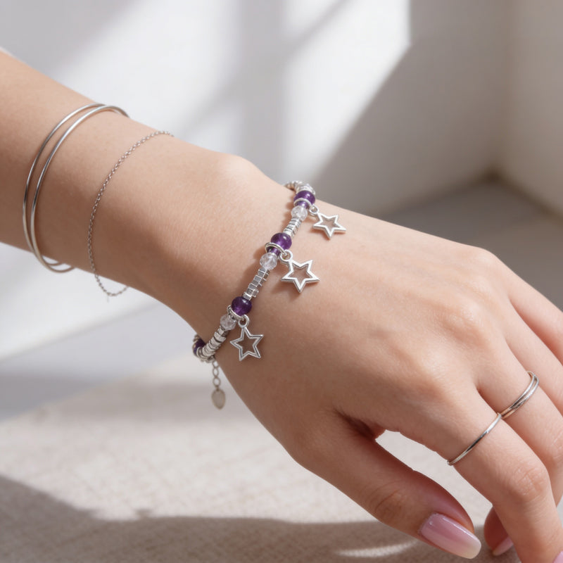 Amethyst Stone Bracelet "Celestia Star"