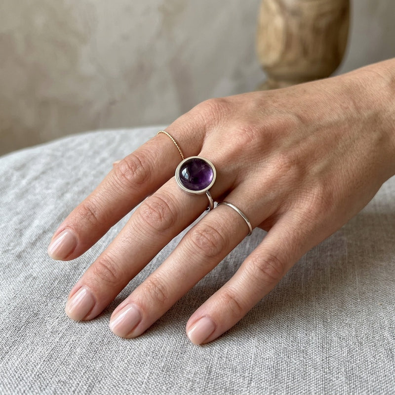 Amethyst Stone Ring “Velvet Serenity”
