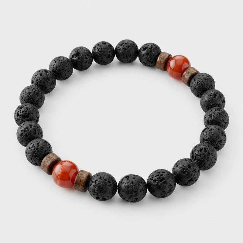 Lava Stone & Agate Bracelet "Falcon Veil"
