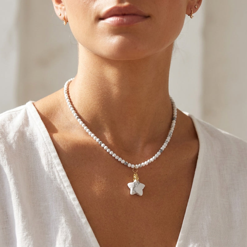 White Howlite Stone Necklace "Stela"