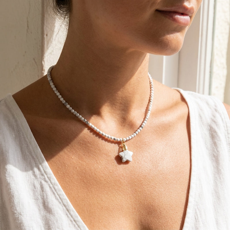 White Howlite Stone Necklace "Stela"
