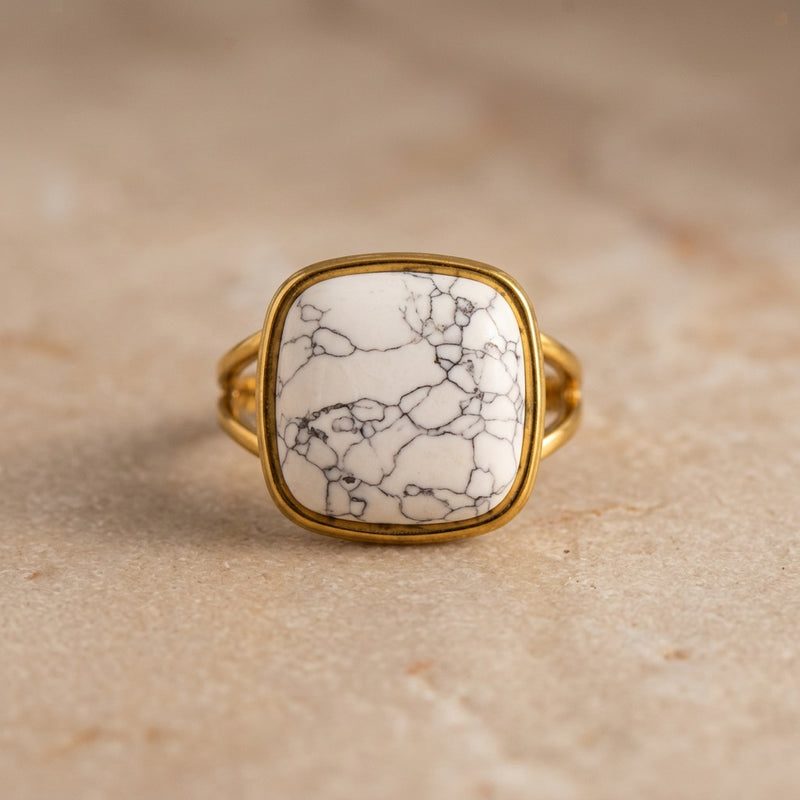 Howlite Stone Adjustable Ring "Liora"